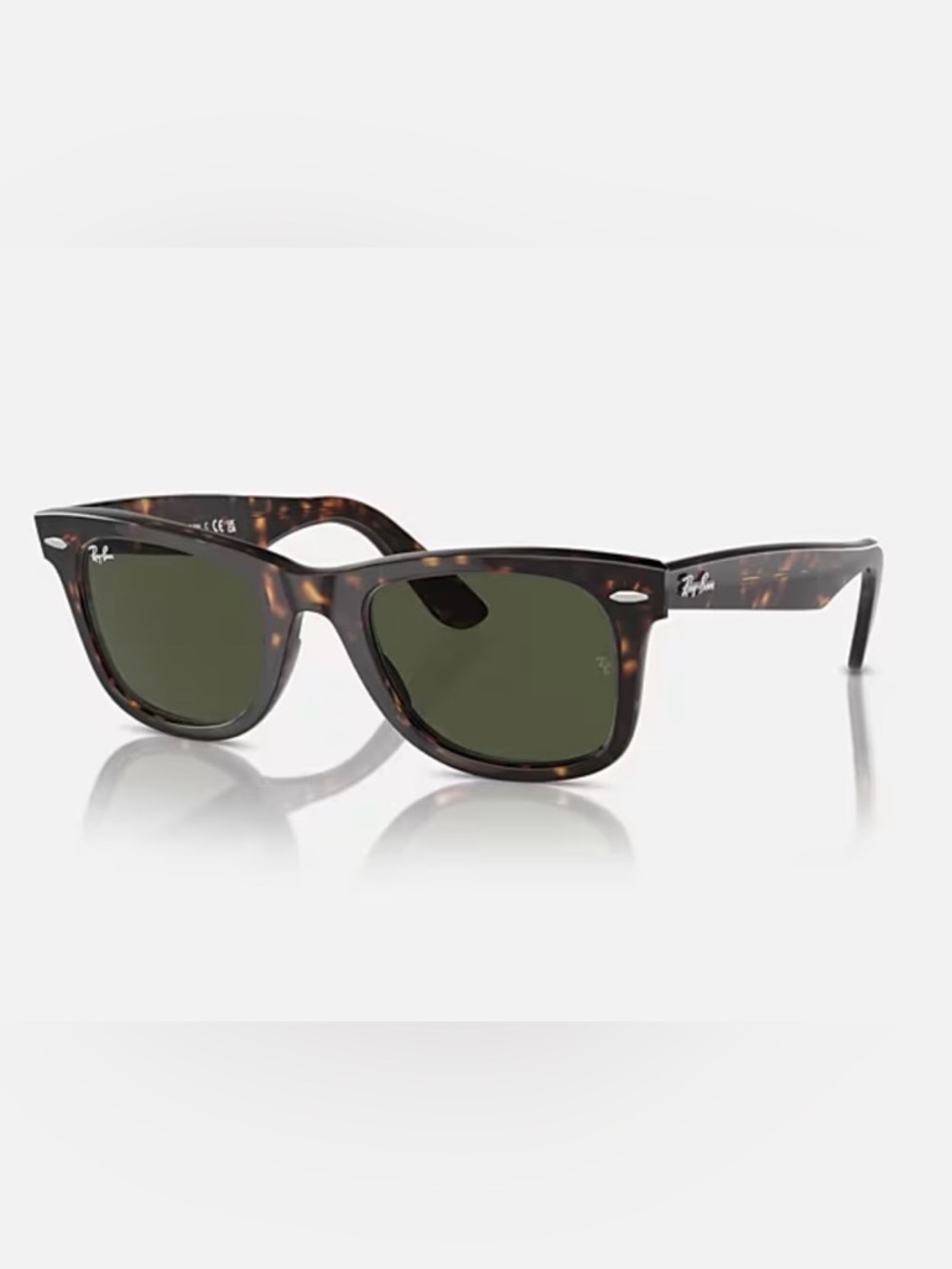 Ray-Ban Tortoiseshell Frame Sunglasses with Dark Green Lenses